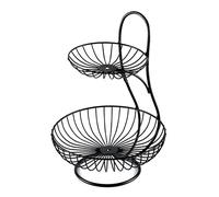 Fonowx Arched Server, Stacked 2-Tier/Bowls, Dining Table & Kitchen Counter Organizer, Modern Fruit Basket Stand, Black 2 Tier, Large