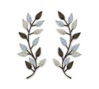 Fonowx Artwork Metal Wall Art Decor Sculpture Panel Iron Botanical Branch Silhouette With Delicate Leaf Cutouts sturdy 0.7 mm iron suitable for living room, Brown, Light Blue, Light Green