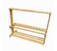 Fonowx Bamboo Fishing Rod Rack Holder Stand Organizer Storage Display Slotted Rail and Middle Rail with Lower Base Shelf for, Tallened Thickened Bamboo Display Stand 38 Slots