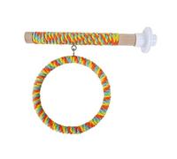 Fonowx Bird Toy for Parrots with Wooden Perch And Toy in The Cage, Yellow Orange