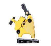 Fonowx Brake Caliper Hydraulic Disc Brake Caliper Road Bike Flat Mount Caliper Two Piston Design Aluminum Alloy Shell CNC Machined Detailing suitable for, Gold, 140/160mm