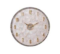 Fonowx Brass Wall Clock Round Shell Dial Decorative Clock With Gold Arabic Numerals And Layered Face Iridescent Timepiece Suitable For Living Room Workplace Foyer Home Decoration, 32 Cm, style to 4