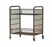 Fonowx Cart Rolling Utility Cart Trolley Organizer Shelf With Metal Frame Two Tier Display Racks With Caster Wheels suitable, Black, Small 4-Inch Silent Wear-resistant Wheels