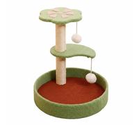Fonowx Cat Climbing Structure Activity Center With Sisal Rope Soft Textile Cozy Beds Elevated Seats And Play Toy Suitable for, Green, Red, Petal Jumping Platform