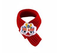 Fonowx Cat Collar Festive Lion Dance Scarf Handmade Embroidery Pom-Poms Adjustable Strap Cozy Milk Knitted Material Suitable for Holiday Parties Family Photo Shoots Daily Strolls, Red, S