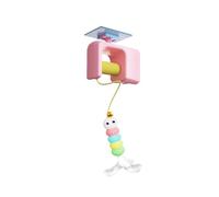 Fonowx Cat Hanging Toy, Interactive Cat Rope Toy, USB Rechargeable, Fun Retractable Cat Toy with Hanging Feathers, pink