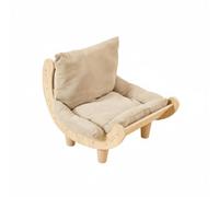 Fonowx Cat Scratching Bed Lounge Sofa Cradle With Sturdy Wood Frame Corduroy Cushion And Scratch Area for Comfort And Habit Building Suitable for quiet corners rental homes pet rooms, Beige