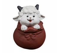 Fonowx Ceramic Figurine Sheep Tea Pet Ornament Sculpture Statue With Clay Texture Handmade Lover Keepsake Personal Touch Suitable for gift giving ritual table decor shelf display, White