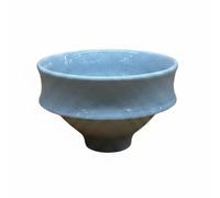 Fonowx Ceramic Footed Bowl Dessert Bowl Pedestal Bowl Serving Bowl with Irregular Shape and Matte Finish for Showcasing Mousse Fruit Salad Shaved Ice, Waist Bowl