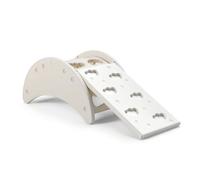 Fonowx Children Balance Bridge Multifunctional Climber Arch Turns Into Rocker And Shelf Smooth Painted HDPE Rounded Edges For, White, Moon Climbing Arch + Climbing Slide Board