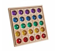 Fonowx Children Building Blocks Acrylic Gem Blocks Wooden Frame Sensory Blocks Color Sorting Cubes Early Education Toys With Clear Acrylic Centers for preschool classroom kindergarten home play