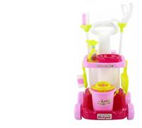 Fonowx Children Cleaning Playset Featuring Broom Mop Dustpan Bucket And Utility Trolley For Educational Role Play Made Of Safe Suitable For Home Chore Training, 66735 Pink SET