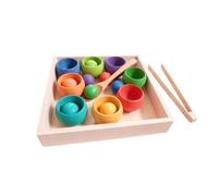Fonowx Children Color Sorting Set Sorting Game With Balls Spoon And Tongs For Color Recognition Visual Organization And Hand Eye Coordination Made Of Beech