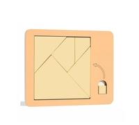 Fonowx Children Puzzle Wooden Brain Teaser Game Featuring Geometric Shape Board And Five Designs Smooth Rounded Edges For suitable for classroom activities travel daycare, Square