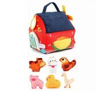 Fonowx Children Soft Playhouse With Figures Textile Activity House Portable Pretend Play Barn Padded Cloth Frame suitable for early learning preschool trips, 218g, style to 2