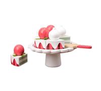 Fonowx Children Wooden Birthday Cake Imaginative Play Toy With Cuttable Slices Toppers And Solid Base For Role Play Party Sharing Decorating Suitable for gift room display