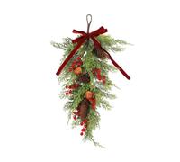 Fonowx Christmas Teardrop Swag Decorations Artificial Teardrop Wreath Hanging Swag for Front Door, Artificial Christmas Pine Needle for Stair Window Mantle Indoor Outdoor Decor (Style7-1PCS)