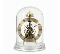 Fonowx Clock Desk Clock Tabletop Clock Shelf Clock with Alloy Style Roman Dial Clear Dome Cover Acrylic Glass Structure Suitable for Living Room Study Display, Gold