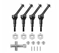 Fonowx Cvd Drive Shaft RC Car Axle Shaft Replacement Hardened Metal Drivetrain Component CNC Machined 65mm Length Smooth Rotation Suitable for, SET, Black-silver