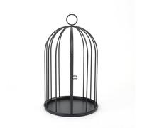 Fonowx Decorative Bird Cage Metal Display Cage Birdcage With Loop Handle Open Frame Ornament Holder Iron Frame With Vertical Rods Suitable for receptions, Large 30cm H X 17cm D, Black