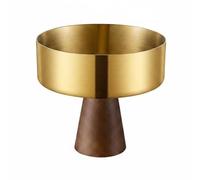 Fonowx Dessert Serving Bowl Stainless Steel Elevated Pedestal Cup Walnut Wood Base Comfortable Brushed Rim Suitable for Restaurant Catering Party Home, A-Type Walnut Wood Base, Gold