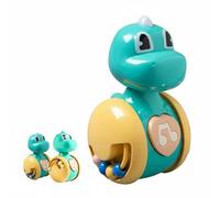 Fonowx Dinosaur Tumbler Toy Wobble Toy Crawling Helper Sensory Rattle Music Button Sturdy Shell Suitable for Infants time Preschool Setting, Green, Dinosaur