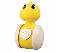 Fonowx Dinosaur Tumbler Toy Wobble Toy Crawling Helper Sensory Rattle Music Button Sturdy Shell Suitable for Infants time Preschool Setting, Yellow, Dinosaur