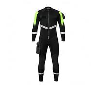 Fonowx Diving Suit Full Body Wetsuit Dive Swimming Operational With Neoprene Blend Reflective Panels Cuff Zippers Suitable for firefighters cold water tasks emergency response, Black And Green, XXXL