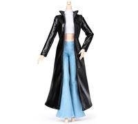 Fonowx Doll Fashion Suit Wardrobe with Jacket Pants PU Leather Cloth Modern Design for 1/6 Scale Figures Suitable for Play Home Office Gift , Black , 30cm Doll Clothes