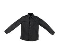 Fonowx Doll Miniature Shirt 1 6 Scale Long Sleeved Top Button Down Shirt Cloth Model Suitable for Action Figure Collection Photography, black