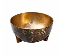 Fonowx Elegant Metal Bowl | Raised Tripod Base, Metal Bowl with Feet, Decorative, for Tabletop, Gold, XL