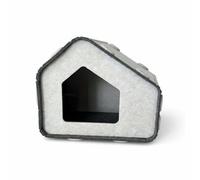 Fonowx Felt Cat House Enclosed Cave Bed Shelter With Scratch Pad Strong Felt Structure For Year Round Relaxation Suitable for indoor cats studios calm households, Gray And White, Two-tone
