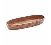 Fonowx Five Compartment Tray Acacia Wood Serving Tray Snack Platter Fruit Bowl Appetizer Dish with Sl esthetic and Craftsmanship Suitable for Tea lounges, Medium Boat Shape