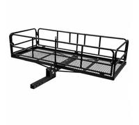 Fonowx Folding Rear Cargo Carrier with Raised tube Rails Foldable Carbon-Steel Hitch Mount Cargo Carrier Easy Installation Mesh Base for Road Trips