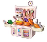 Fonowx Freestanding Play Kitchen with Sink, Misty Pink