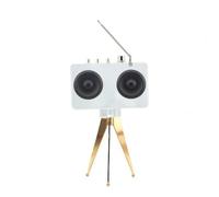 Fonowx Geometric Radio Player Acrylic Ornament Decor Statue Sculpture With Tripod Legs Crystal Modern Touch Suitable for shelves desks consoles display corners home decoration