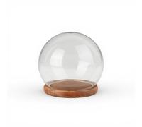 Fonowx Glass Cloche Display Dome,Glass Ball Shape Dome for Display,Display Case Micro Landscape Centerpiece Round Decorative Terrarium Glass Cloche Globe Display Dome,Walnut 12cm