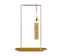 Fonowx Hanging Ornament Rack for Calligraphy Brushes, Multifunctional Wind Chime Holder with Tray, Rose Gold B