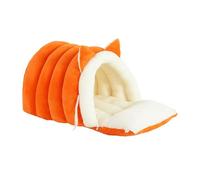 Fonowx House-shaped Sleeping Bag for Cats with Hood, Comfortable And Soft Hideaway for The Sofa, Floor Or As An Accessory for Small Pets, Orange