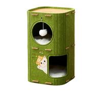 Fonowx Indoor Cat Furniture with Soft Mat, Kitten Hideaway Hut And Barrel Design, 2 Tier