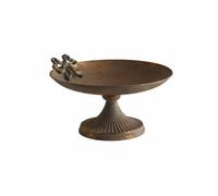 Fonowx Industrial Dish Vintage Iron Tray Pedestal Bowl Display Stand Decorative Platter Raised Centerpiece Rustic Pedestal Dish Raised Base Suitable for shelf vignettes foyer decor product showcases