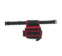 Fonowx Industrial Pouch Tool Belt Organizer Waist Bag Pouch Holster with Multiple Pockets Waterproof Oxford Canvas Construction Suitable for Electricians, Black Red