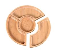 Fonowx Industrial Tray Wood Serving Tray Platter Board Dish with Four Piece Circular Sections and Raised Edge Design in suitable for tea service casual gatherings family dining