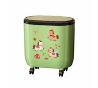 Fonowx Kitchen Trash Can Press Top Waste Bin Trash Container Garbage Bin With Wheels Large Capacity Double Compartment PP Standing Design Suitable for, Retro Green, Ten Thousand Horses Galloping