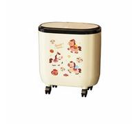 Fonowx Kitchen Trash Can Press Top Waste Bin Trash Container Garbage Bin With Wheels Large Capacity Double Compartment PP Standing Design Suitable for, Cream White, Ten Thousand Horses Galloping