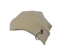 Fonowx Knitted Doll Hat for BJD Doll designed with Ribbed Knit Structure Edgy Style Metal Hoop Feature Crossed Pins Suitable for Display Photoshoots , Khaki , 16CM