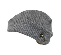 Fonowx Knitted Doll Hat for BJD Doll designed with Ribbed Knit Structure Edgy Style Metal Hoop Feature Crossed Pins Suitable for Display Photoshoots , Gray , 18CM