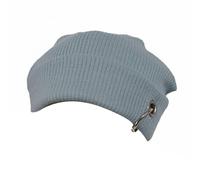 Fonowx Knitted Doll Hat for BJD Doll designed with Ribbed Knit Structure Edgy Style Metal Hoop Feature Crossed Pins Suitable for Display Photoshoots , Blue , 17CM