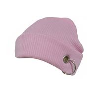 Fonowx Knitted Doll Hat for BJD Doll designed with Ribbed Knit Structure Edgy Style Metal Hoop Feature Crossed Pins Suitable for Display Photoshoots , Pink , 16CM