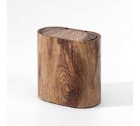 Fonowx Lid Trash Bin Wood Grain Trash Can Covered Garbage Container Enclosed Double Barrel Form Lightweight body for easy emptying, Oak